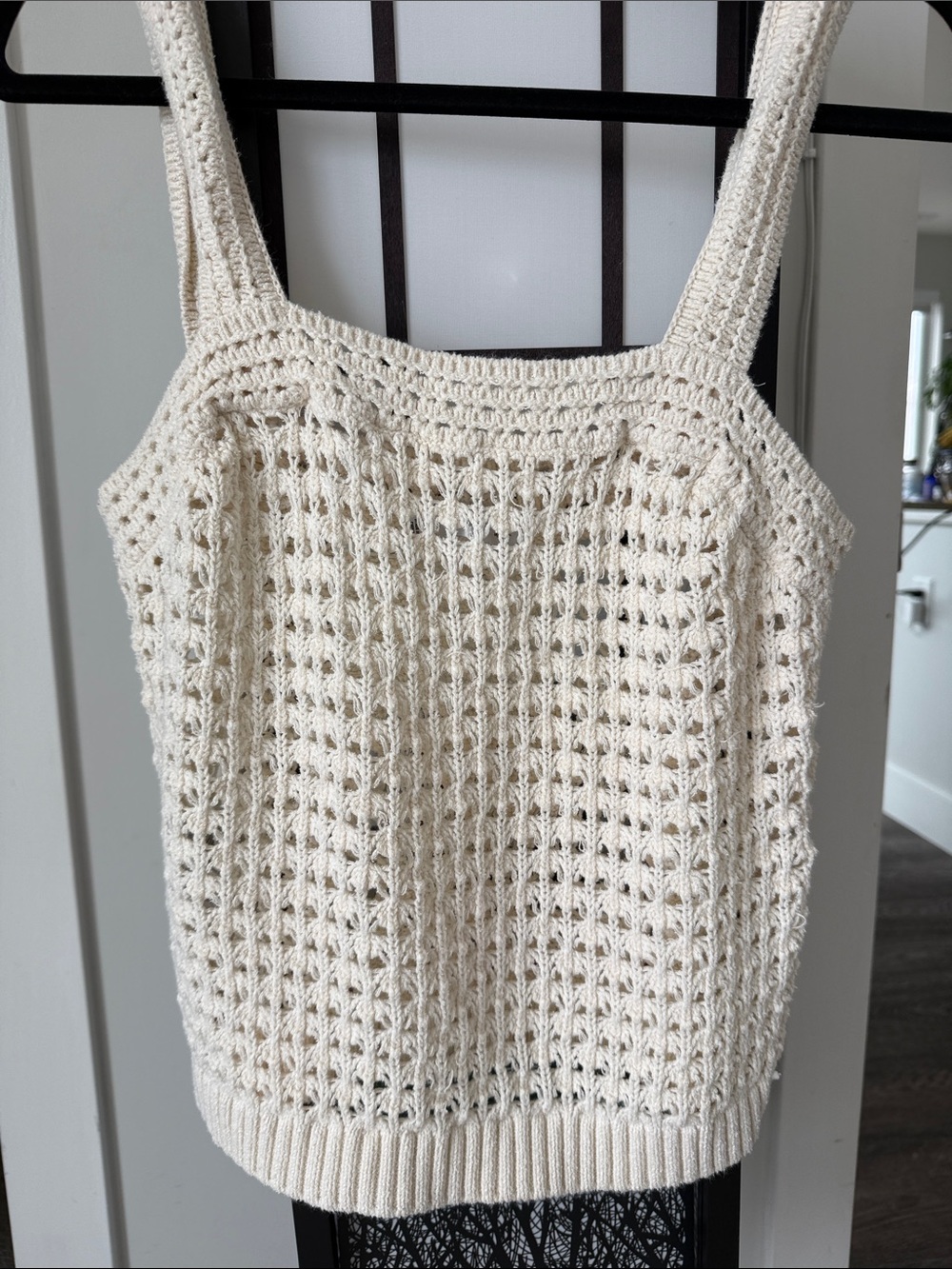 Mango Cream Crochet Knit Tank Top
